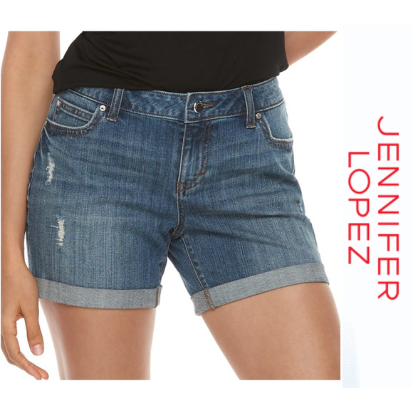 Jennifer Lopez Pants - JLO Distressed Cuffed Boyfriend Shorts Size 14